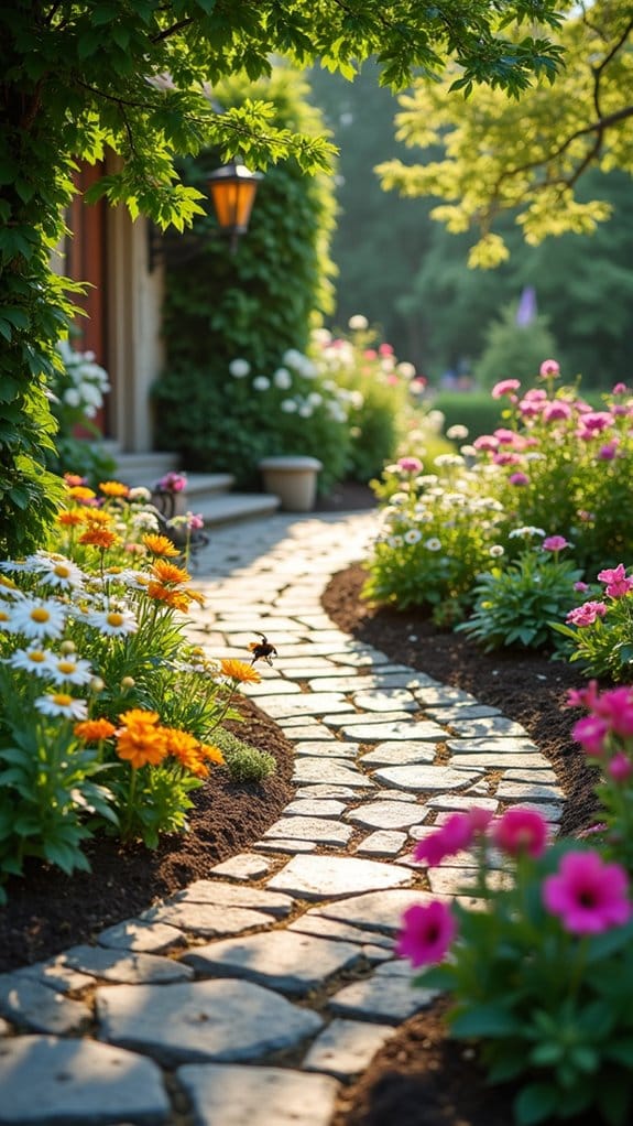 vibrant floral border walkways