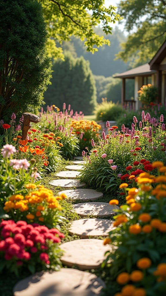 vibrant flower bed design