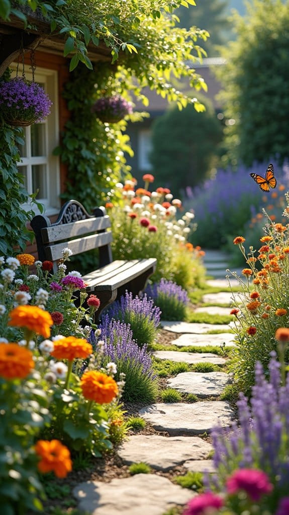 vibrant flower border display