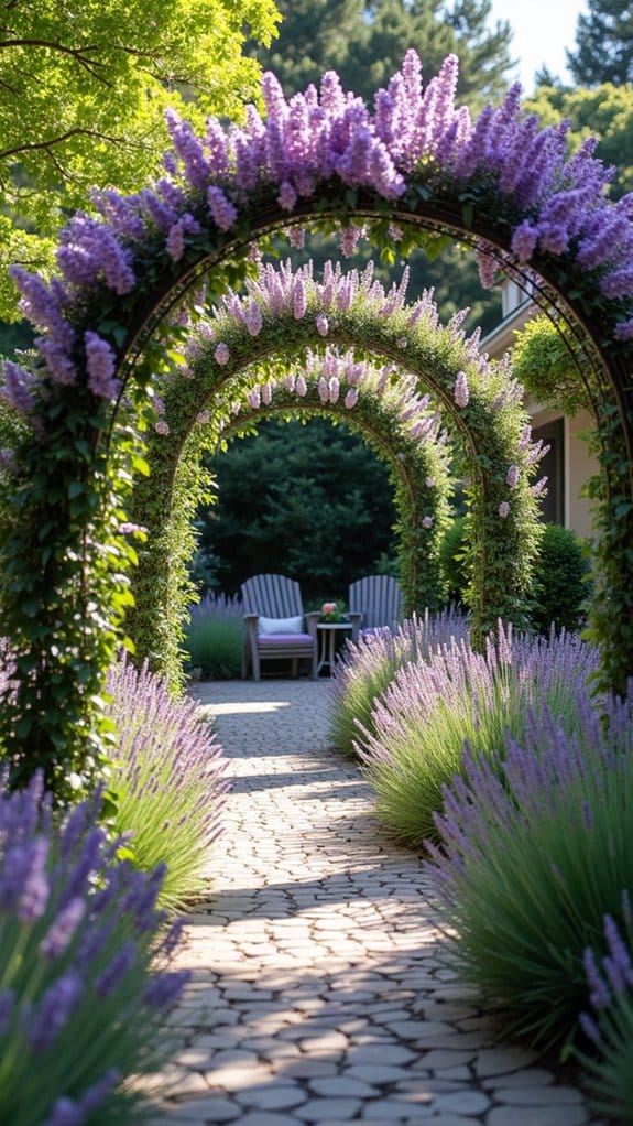 whimsical lavender garden pathway