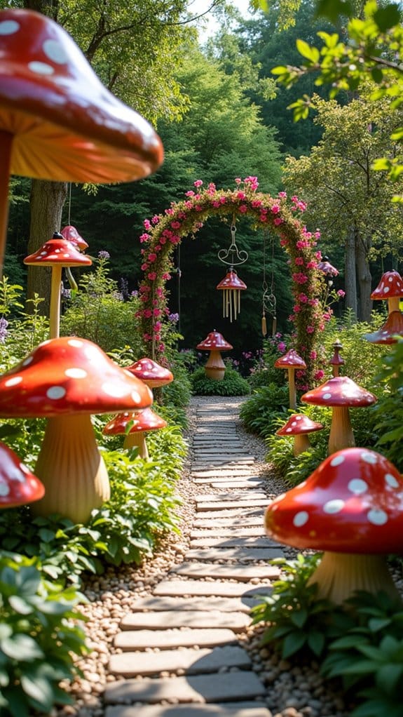 whimsical sculptures and birdhouses