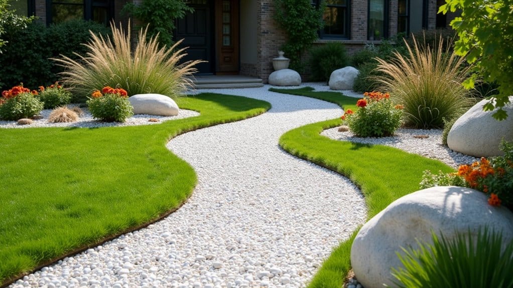 24 Eye-Catching Front Yard Landscaping Ideas Using White Rocks