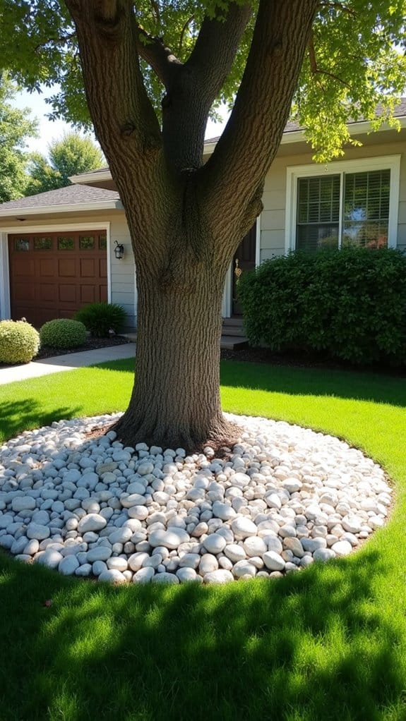 white rocks enhance trees