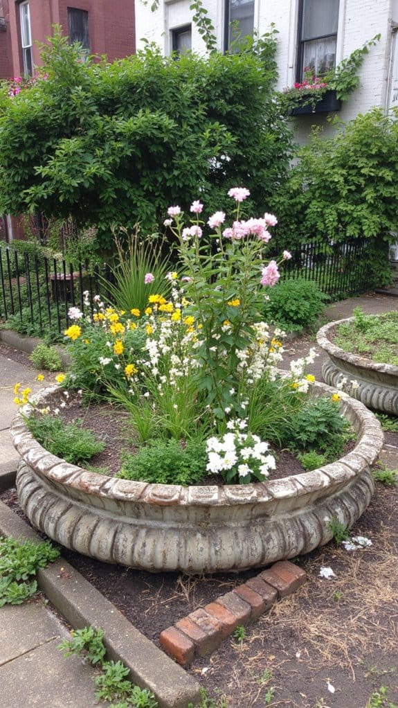 antique planters enhance gardens