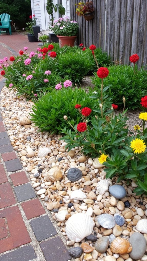 beach inspired flower bed border