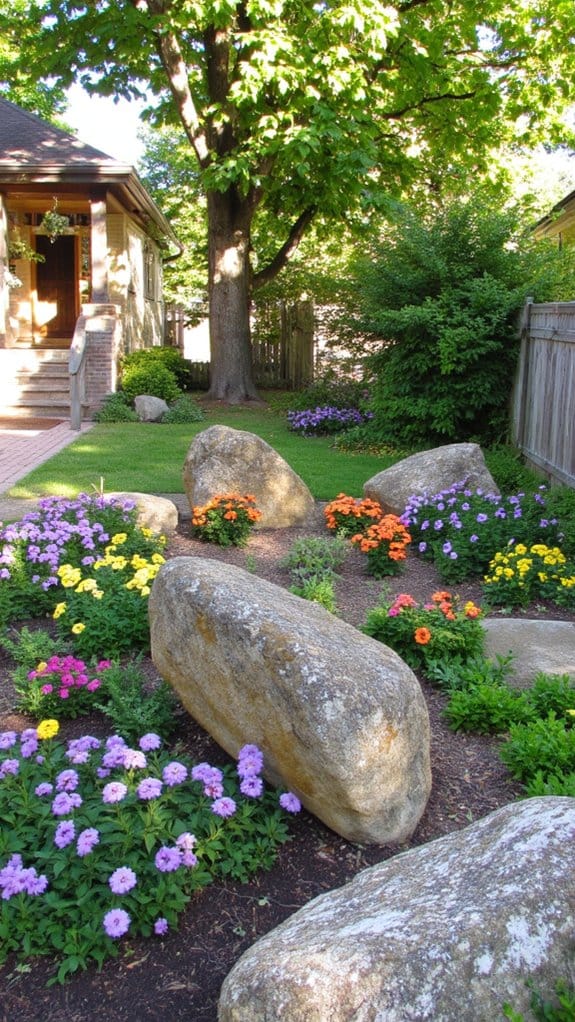 bold boulders enhance gardens