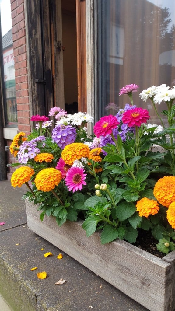 bold marigolds and zinnias