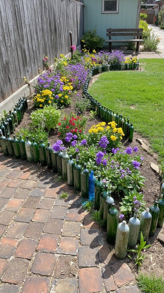 colorful glass bottle edging