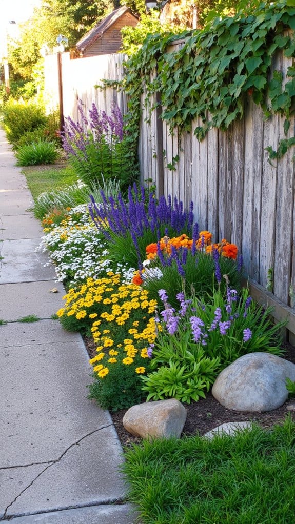 colorful perennial flower border