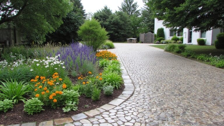 contemporary driveway flower beds