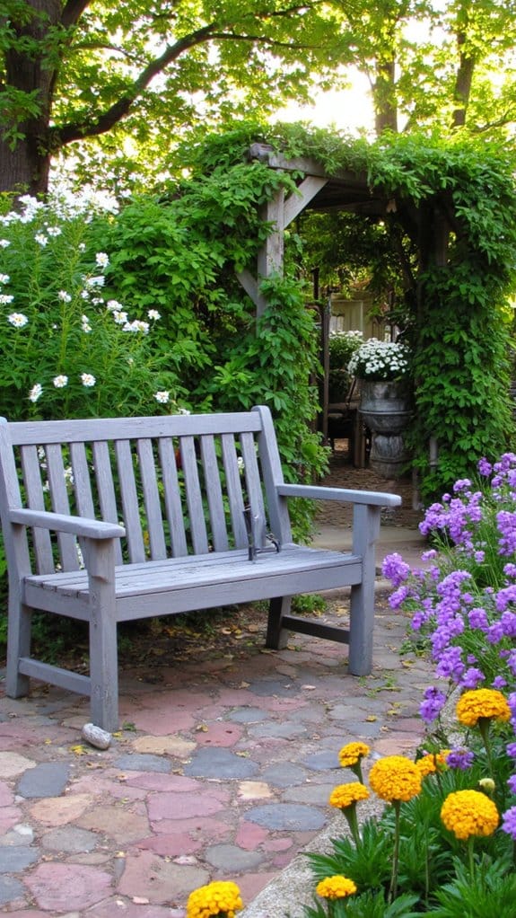 cozy flower garden seating