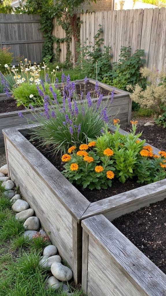 decorative edging enhances raised beds