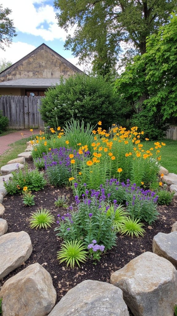 drought resistant vibrant flower bed