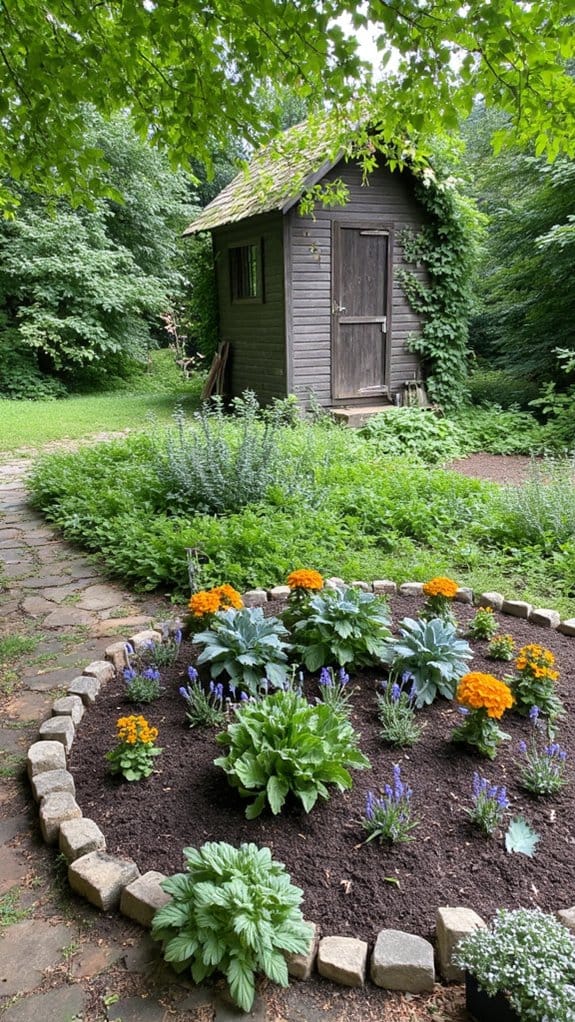 edible plants in flower beds