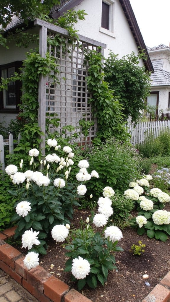 elegant monochromatic flower beds