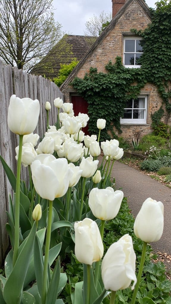 elegant white tulips cluster