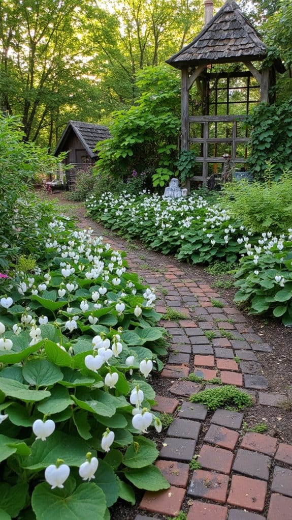 enchanting white bleeding hearts