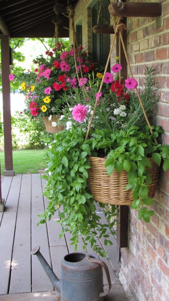herbs enhance hanging baskets