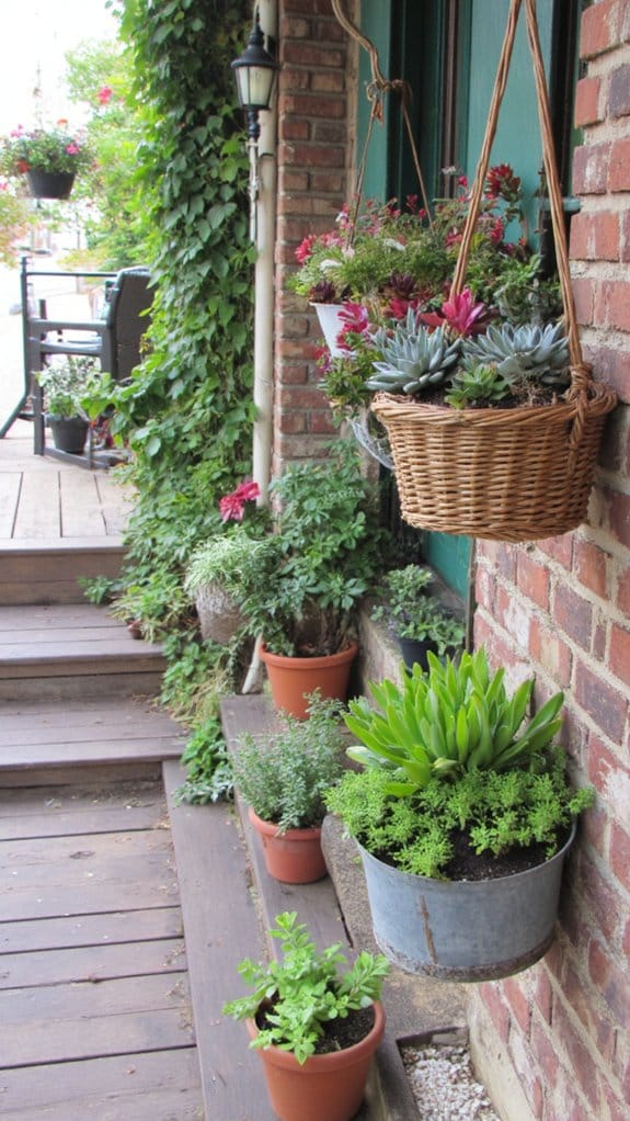 low maintenance succulent hanging baskets