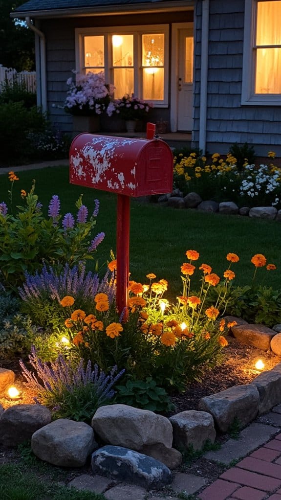 mailbox garden evening glow