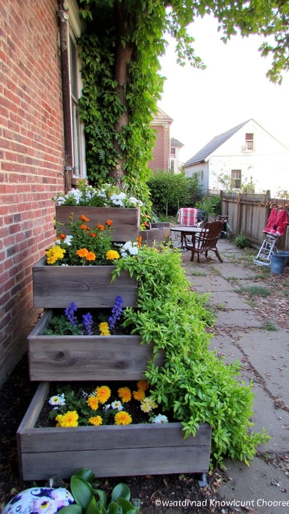 mini tiered flower beds
