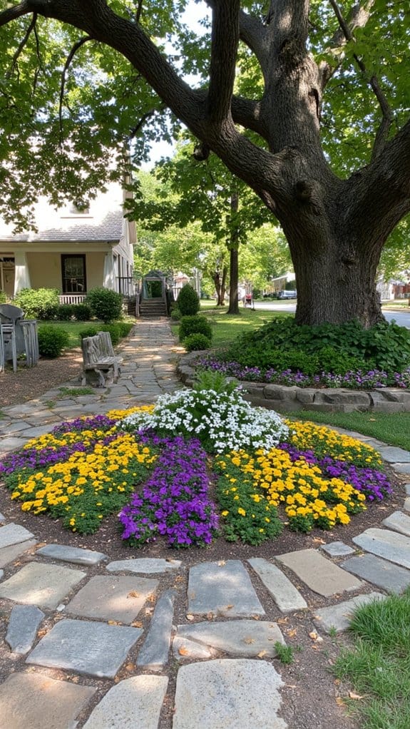 pathways enhance flower bed