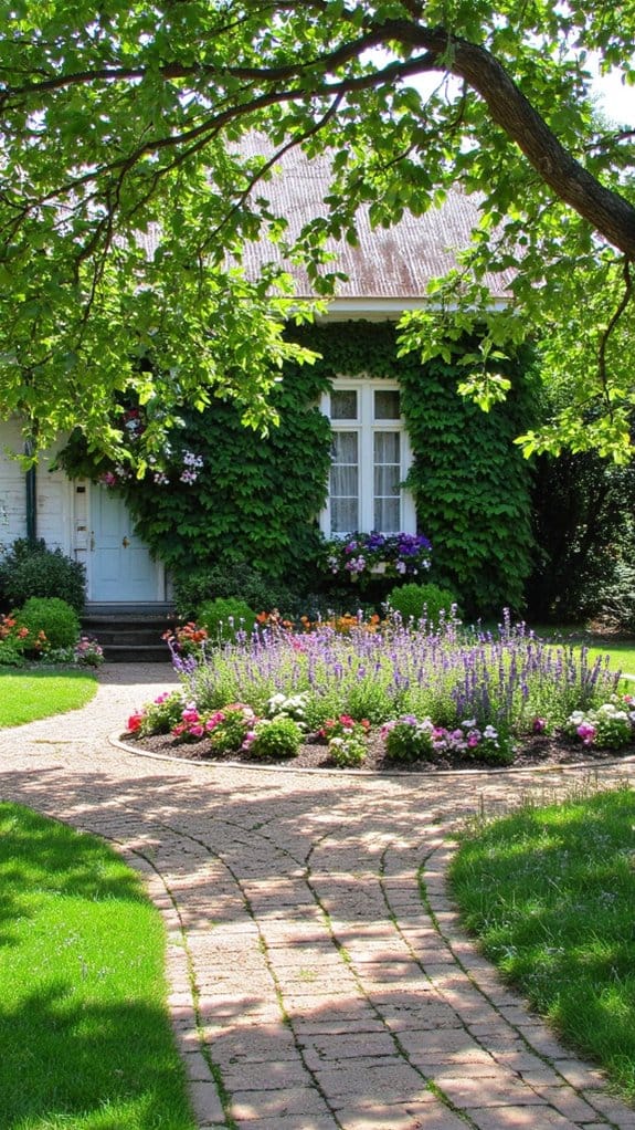 rustic stone pathways enhance