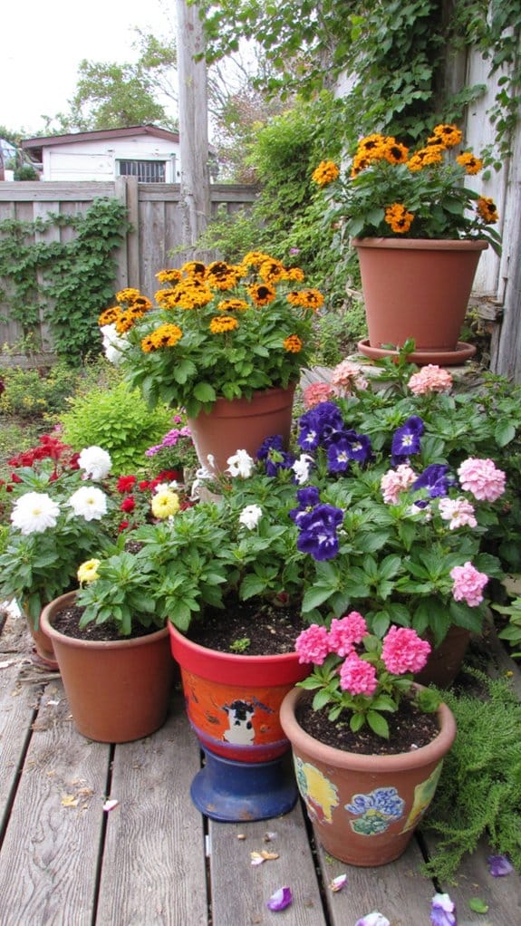 seasonal colorful container gardening