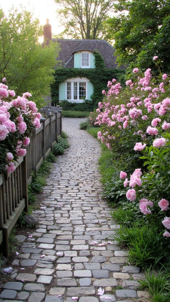 serene pink flower pathway