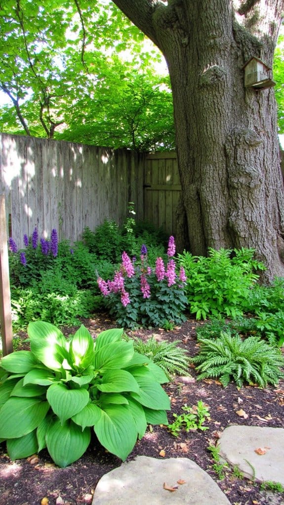shade garden with tolerant plants