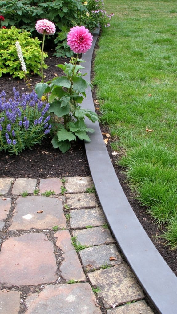 sleek metal garden edging