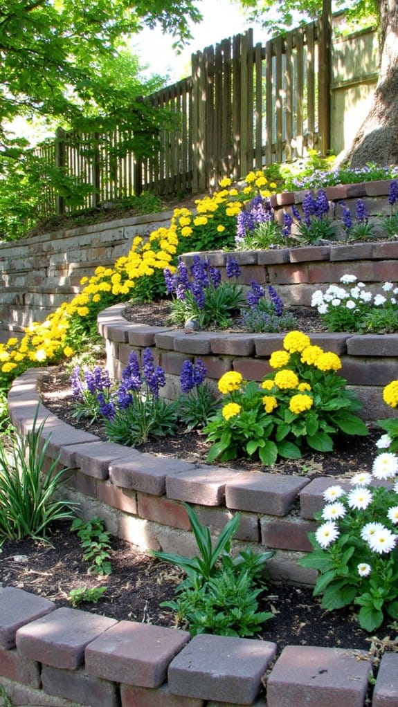 sloped tiered flower bed