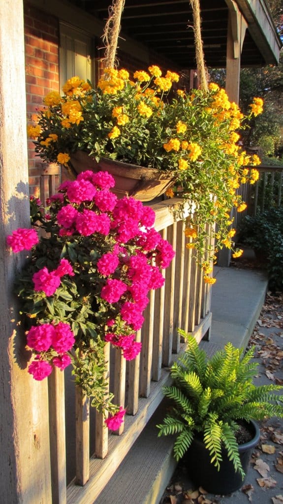 sturdy baskets thriving flowers