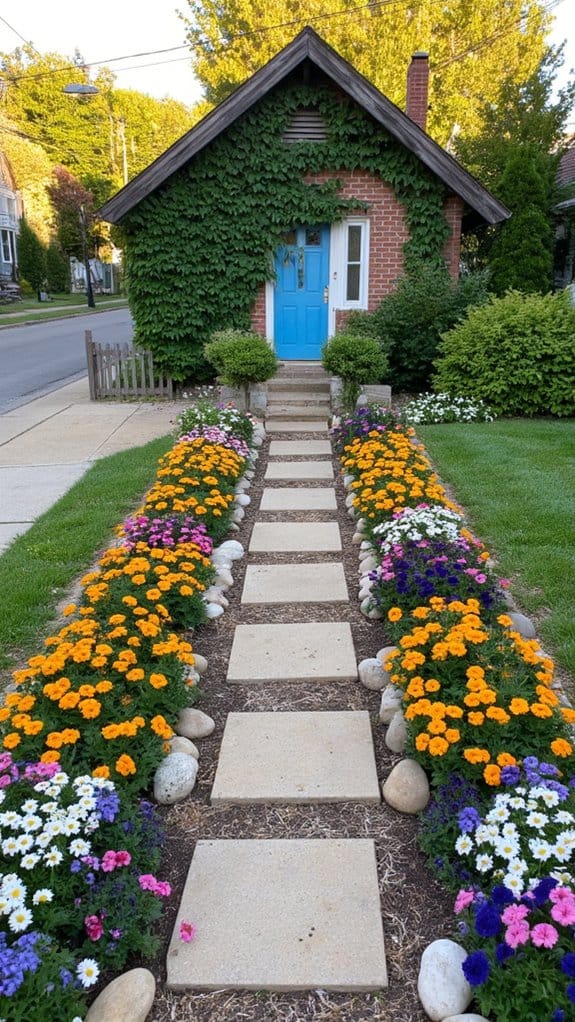 symmetrical flower bed elegance