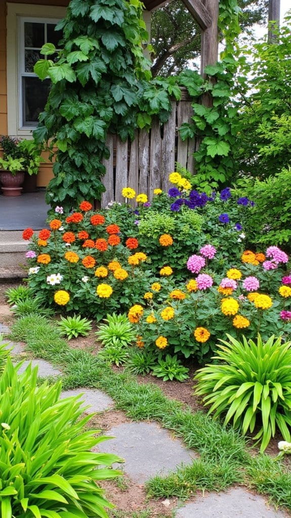 textured foliage vibrant flowers