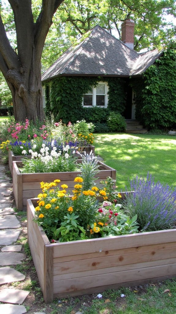 timeless wooden flower beds