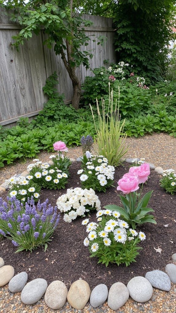 tranquil circular flower bed