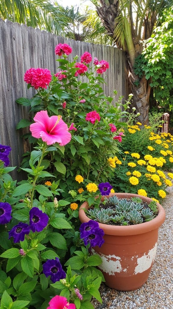 tropical garden vibrant colors