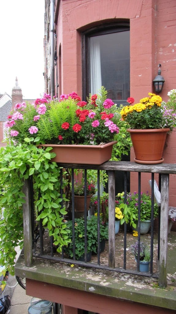 vibrant balcony rail planters