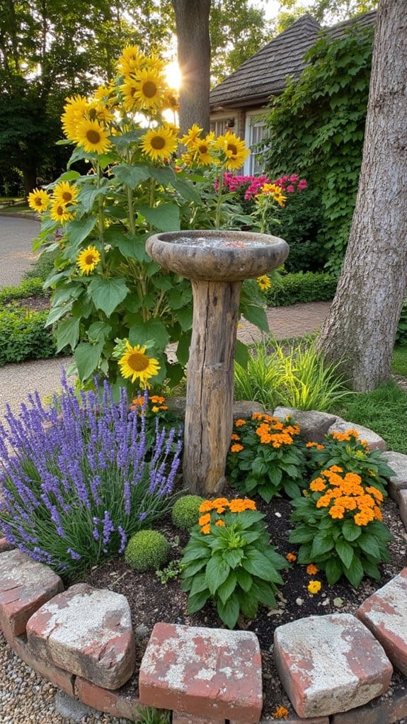 vibrant blooms around focal point