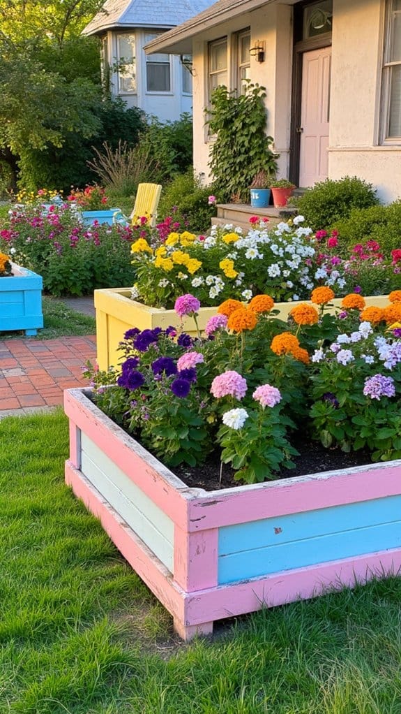 vibrant painted flower beds