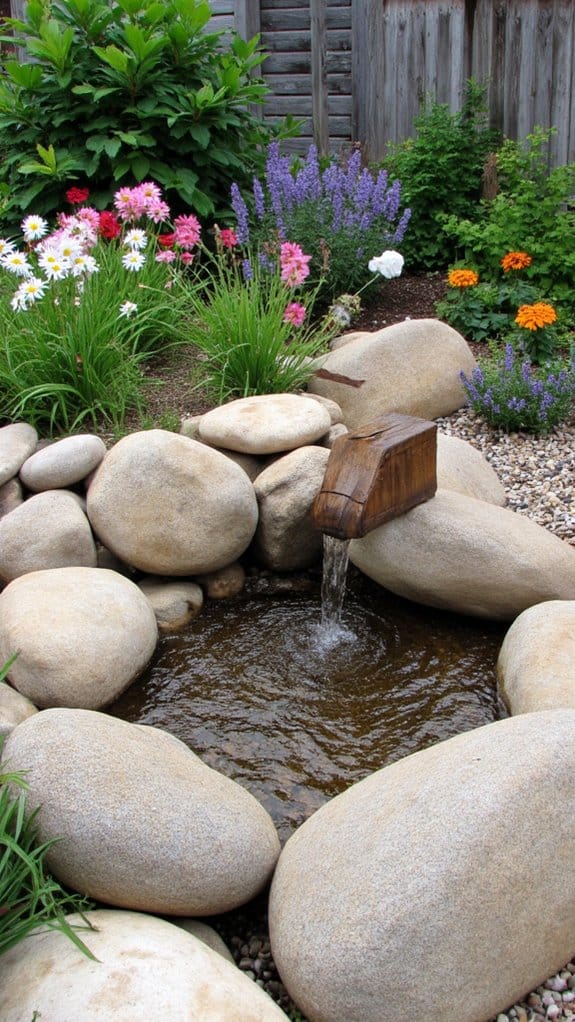 water feature enhances garden