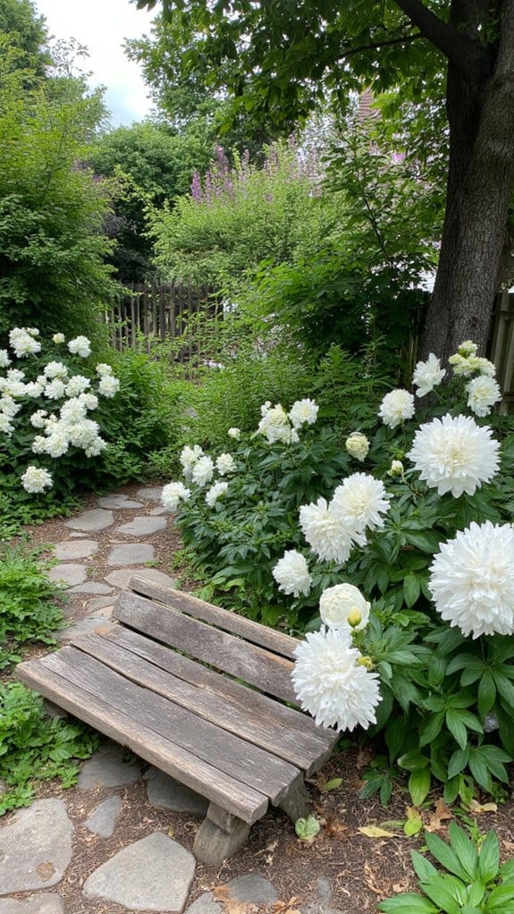 white flowers green foliage