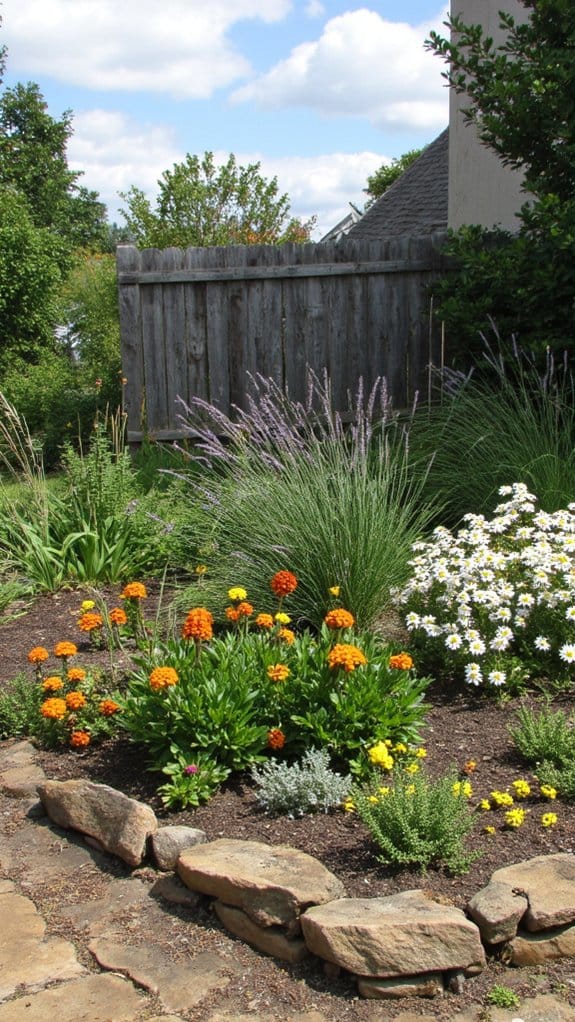 year round blooming flower bed