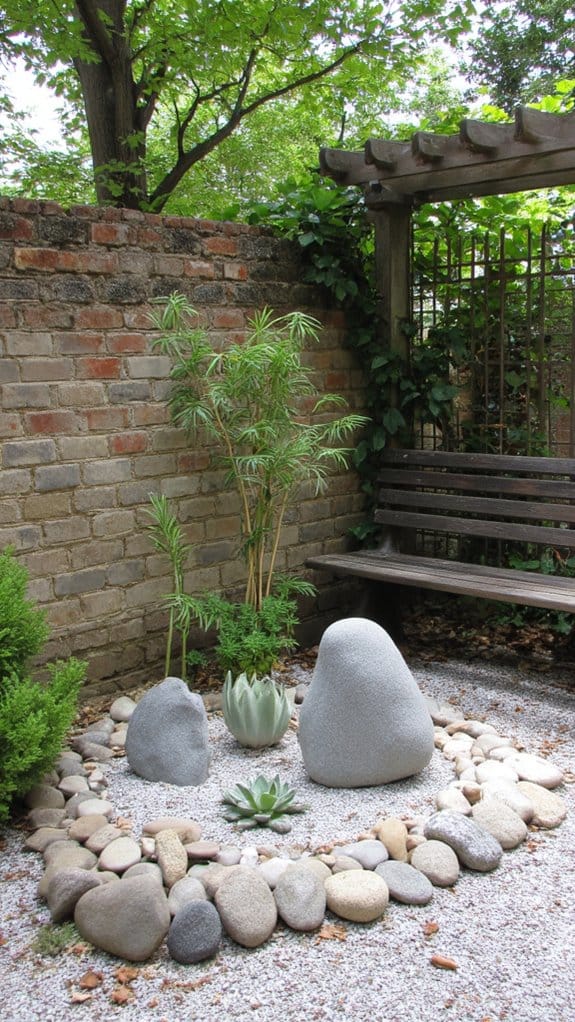 zen garden with minimalist plants