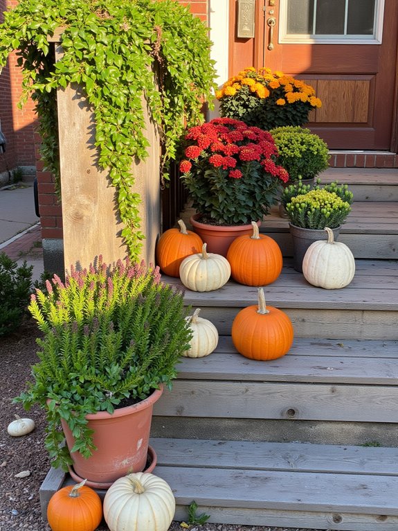 autumn porch pumpkin display