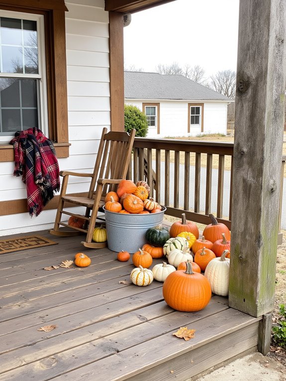 autumn porch pumpkin display