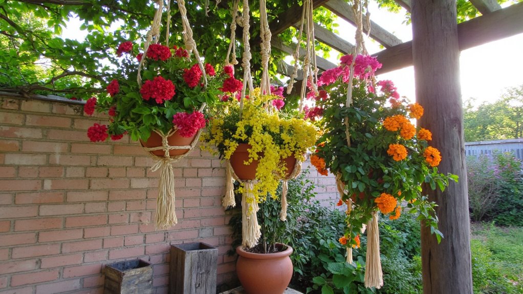 bohemian macrame flower pots