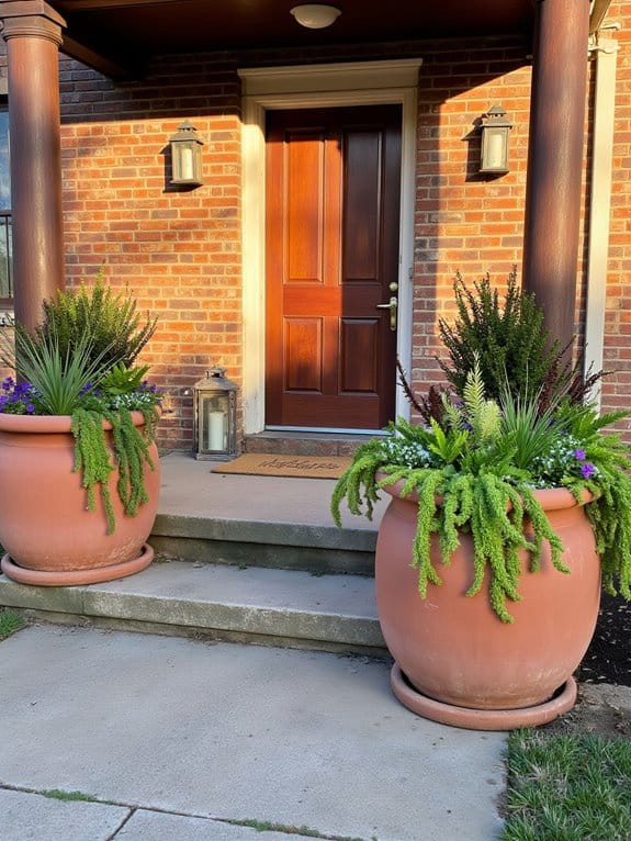 bold planters enhance entryways
