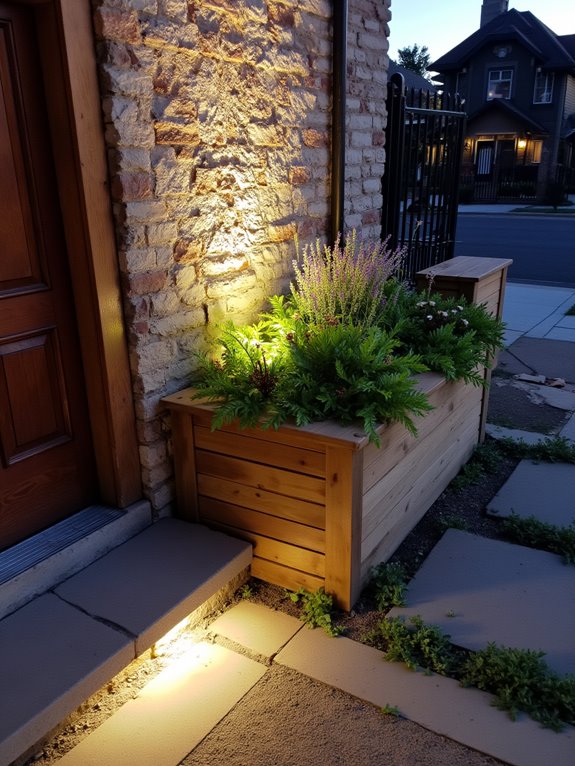 charming illuminated planter boxes